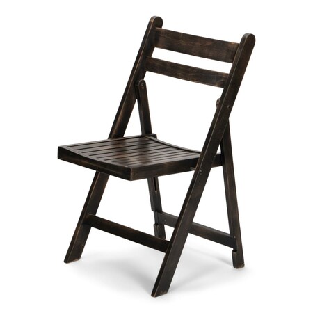 Atlas Commercial Products Wood Slatted Folding Chair, Antique Black WSFC4DK